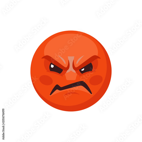 Εκτύπωση καμβά Furious Face: An intense illustration of an angry emoji with furrowed brows, narrowed eyes, and a grimacing mouth, conveying extreme frustration and rage
