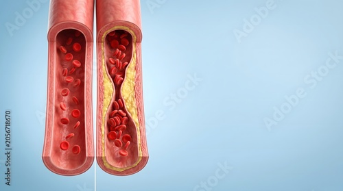 Comparison of Healthy Artery and Blocked Artery with Atherosclerosis