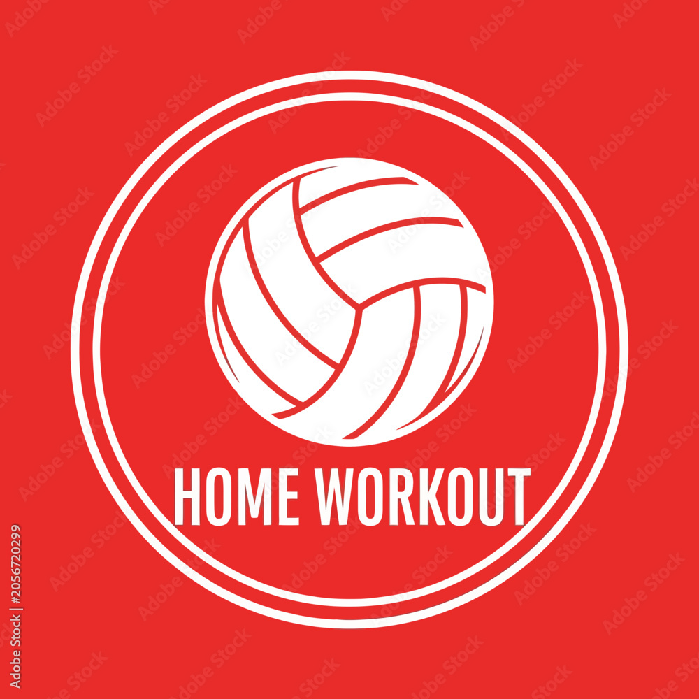 Fototapeta premium Inspiring Illustration Of Volleyball And Motivational Home Workout Symbol Design