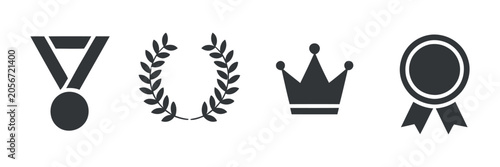 Quadro su tela Medal laurel wreath crown and rosette silhouettes against a plain surface