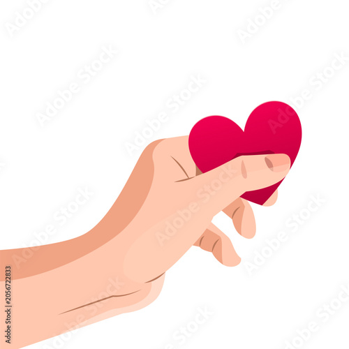 Fotografi Hand holding red heart vector illustration representing love charity and care on