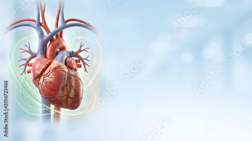 Realistic Human Heart Anatomy with Cardiovascular System Illustration