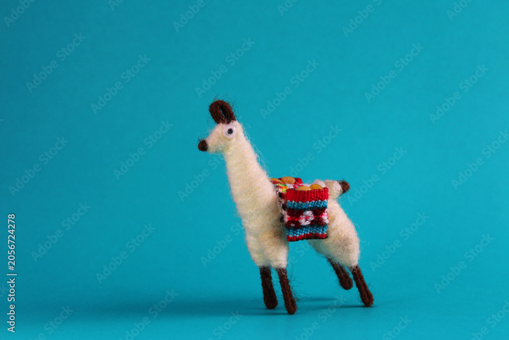 Naklejka premium Beautiful llama or alpaca animal crafts