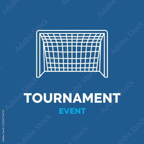 Minimalist Line Art Illustration Of Soccer Goal Net On Blue Background Suitable For Events