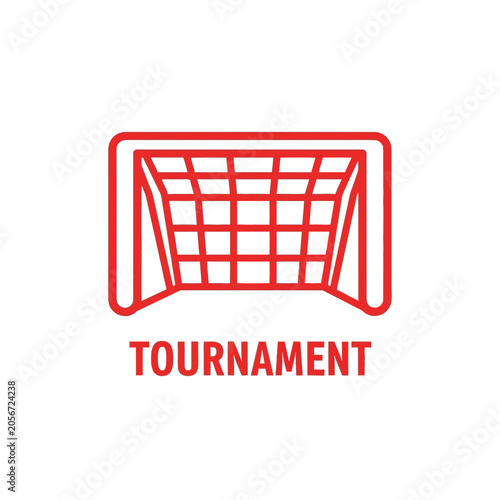 Minimalist Red Goal Net Logo Design for Soccer Tournament Branding and Promotional Materials