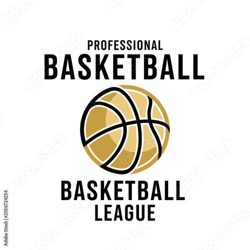 Minimalist Professional Basketball League Emblem Design In Golden And Black Colors