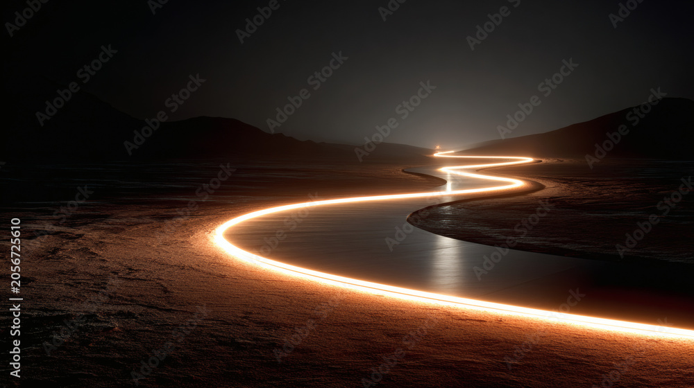 Obraz premium Winding road at night