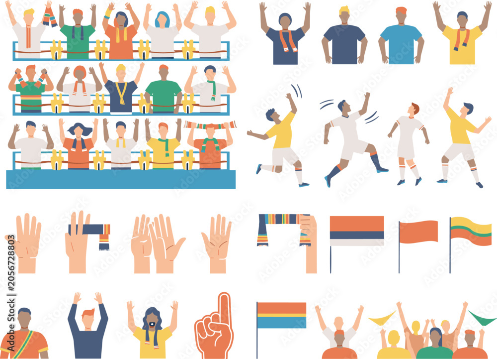 Fototapeta premium Colorful Stadium Fans and Spectators Celebrating Sports Events