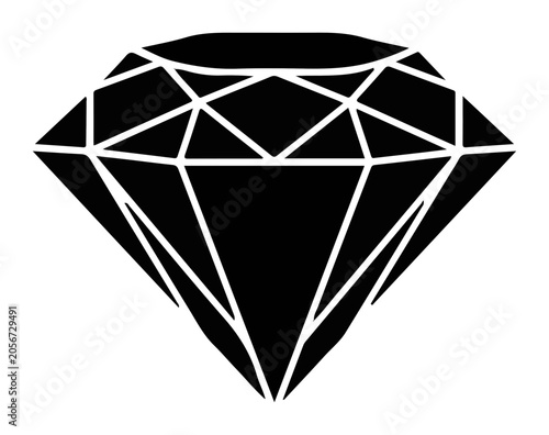 Schilderij op canvas Black diamond icon simple geometric gemstone symbol for luxury wealth and precio