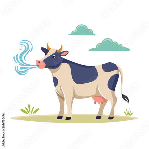 Blue and white cow vector illustration
