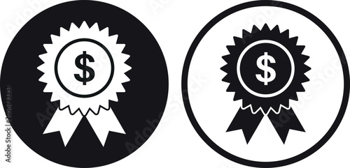 Schilderij op canvas Money award icon set in two styles