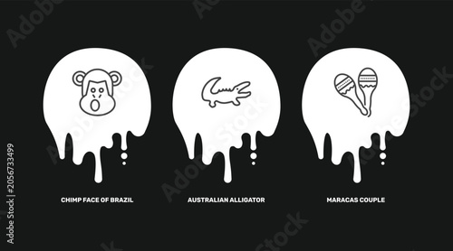 Canvas Print culture and civilization icon set with chimp face of brazil, australian alligato