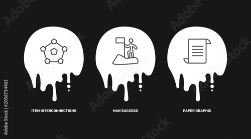 Bild auf Leinwand business icon set with item interconnections, man success, paper graphic signs i