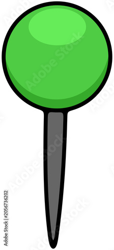 Pushpin, flag pin, thumbtack for office board. Memo fixing, map location marker and gps pointer, illustration