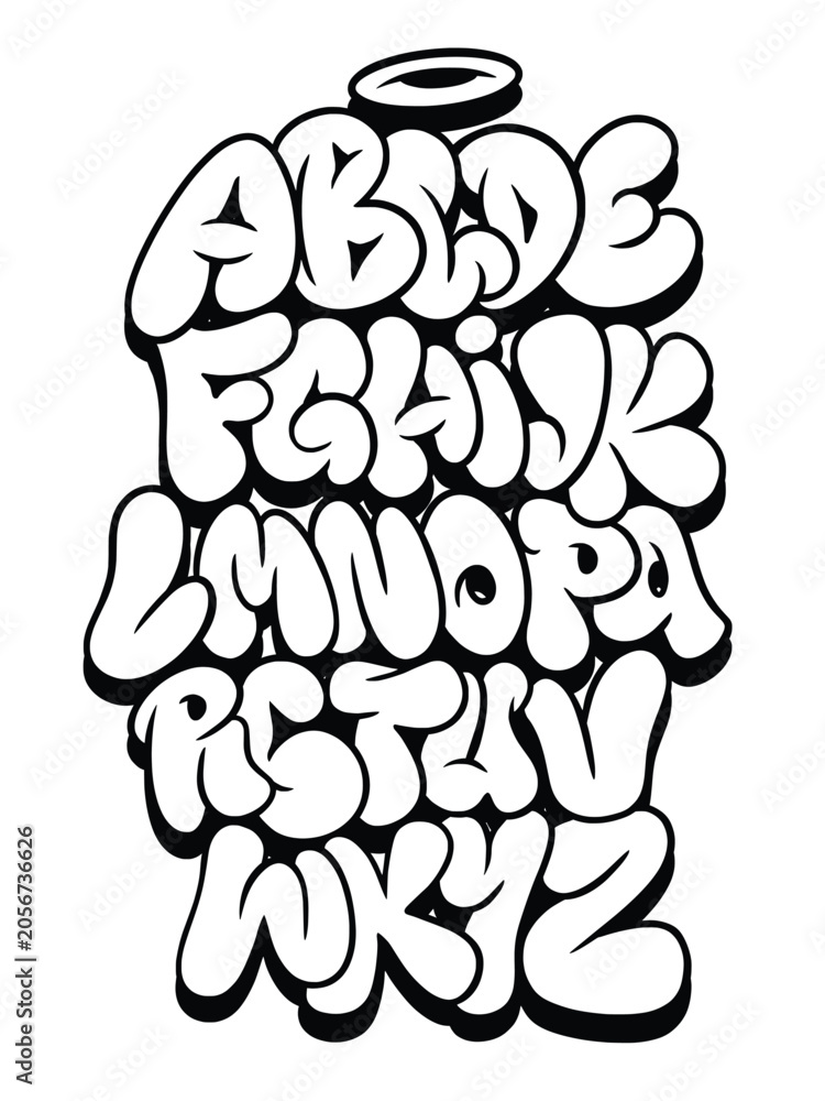 Fototapeta premium Graffiti Bubble Style Alphabet Letters Graffiti font Street art style