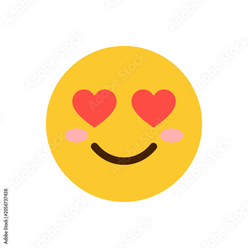Fotografija Lovestruck Emoji: A vibrant yellow emoji with beaming red hearts for eyes and rosy cheeks, conveying affection and adoration with a wide, content smile