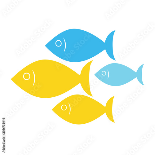 Three flat design fish icons isolated