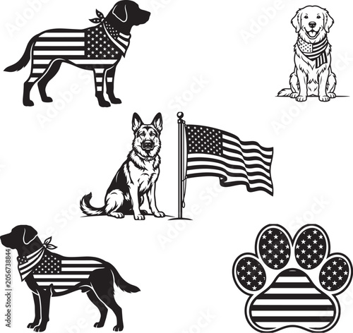 American Flag Dog SVG