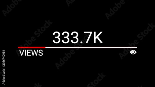 views count rising 4k animation, one million incoming followes counter video, 1M subscriber counter, views number of viral content aimation, animated 1M followers,like comment and views video.