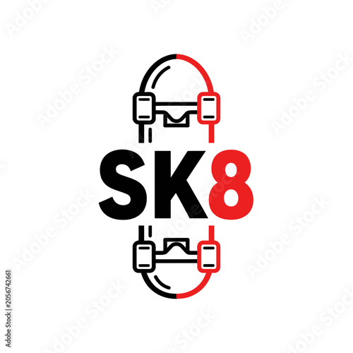 Skateboard Icon In Bold Black And Red Design Is Perfect For Graphic Resources