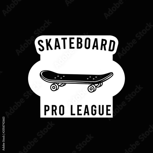 Skateboard Pro League Emblem Vintage Style Icon for Extreme Sports Enthusiasts