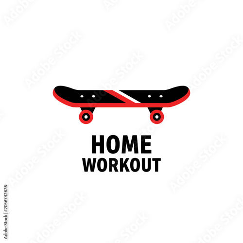 Skateboard Home Workout Graphic Fitness Activity Element Bold Design
