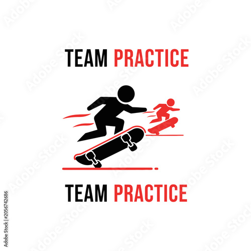 Skateboard Team Practice Dynamic Motion Silhouette Graphic