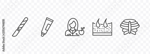 Tableau sur toile medical and healthcare icon set with scalpel, ointment, dermis, sternum signs in