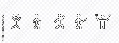 Fotografie feeling and reaction icon set with surprised human, broken human, awful human, h