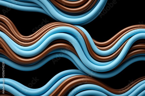Abstract wavy fabric with blue and gold colors