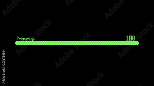 Digital progress bar loading preparing graphic design a green digital animation
