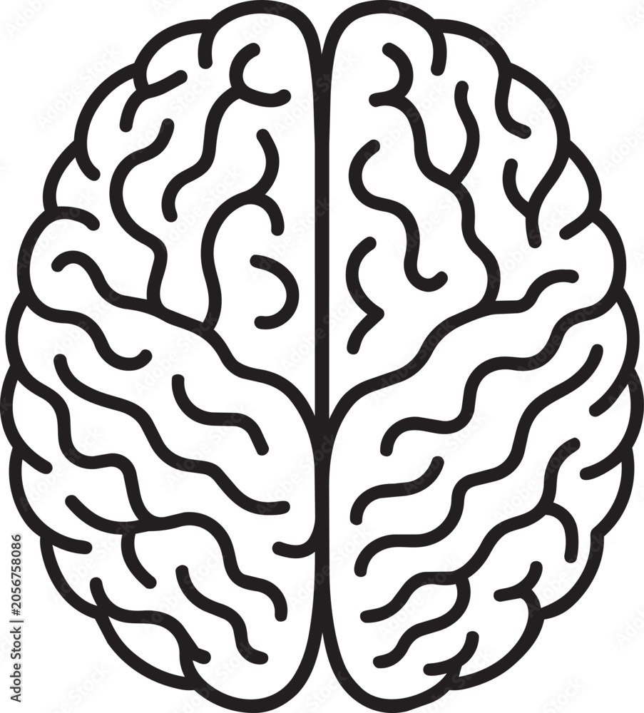 Fototapeta premium Human brain anatomy outline icon for mental health psychology and neurology science vector graphic illustration design