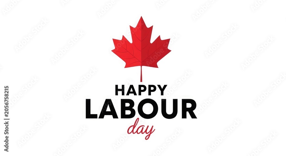 Fototapeta premium Happy labour day canada graphic with maple leaf