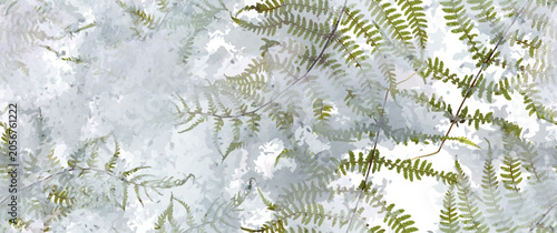 Magical forest, petal flower. Spring leaves, flowers. Floral seamless pattern. Soft watercolor background. Vector illustration. Vintage Template for textile, wallpaper.