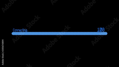 Digital progress bar with connecting text message and loading percentage