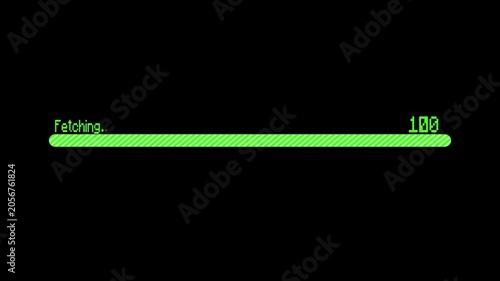 Digital progress bar with fetching text message and loading percentage