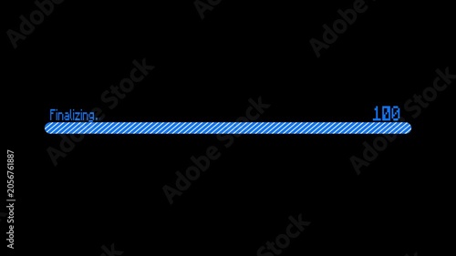 Blue finalizing progress bar showing thirty nine percent completion loading