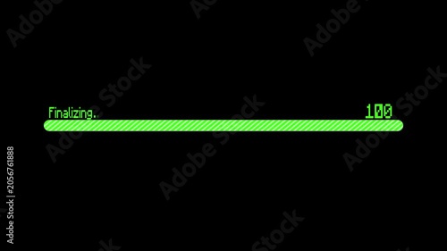 Green finalizing progress bar showing thirty nine percent completion loading
