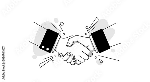 Obraz na plátně Dynamic business handshake with energetic elements, symbolizing a powerful partnership and agreement on an isolated white background