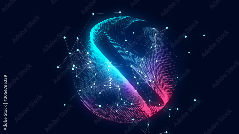 Fototapeta premium Space data tunnel, vortex abstract wormhole, futuristic 3D digital network concept. 3D rendering.
