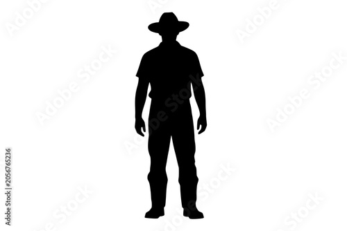 a black silhouette of a man wearing a cowboy hat ,black, cowboy hat, hat, man, silhouette, stand, wear 