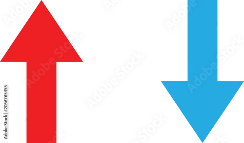 Red arrow pointing up and blue arrow pointing down