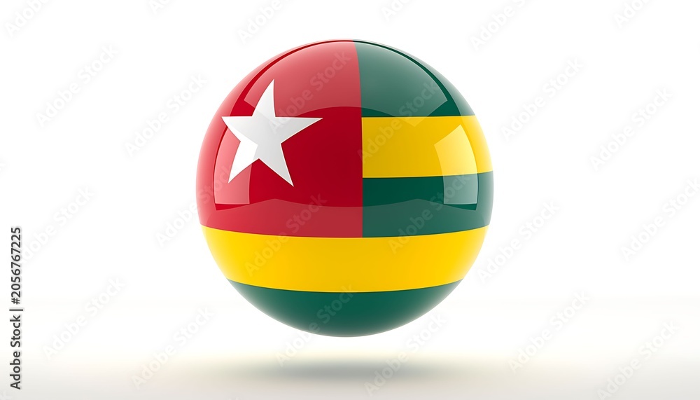 Naklejka premium Togo flag on a shiny globe