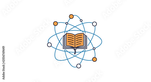 Knowledge And Education Integrated With Scientific Atom Design Symbol On White Background