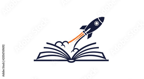 Knowledge Journey: Rocket Launching From An Open Book Symbolizing Education And Innovation