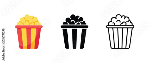 Colorful popcorn bucket icons Vector