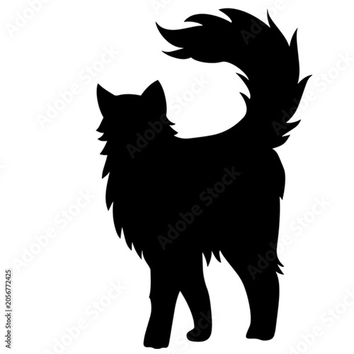 Foto Fluffy norwegian forest cat or maine coon silhouette graphic