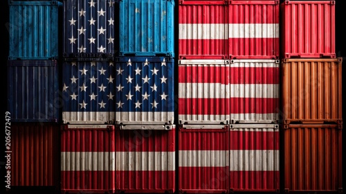 American tariffs and US government taxation or punative tariff trade war policy or duties imposed on imports and exports by a government on imported or exported goods as.