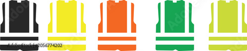 Set of colorful safety vests vector illustration