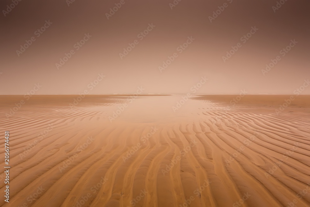 Naklejka premium Vast desert landscape under hazy sky